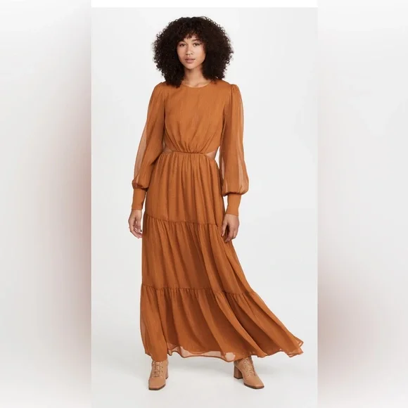 Wayf | Dresses | Gorgeous Wayf Bronze Metallic Thread Dress With Cutouts  Size M New W Tags | Poshmark